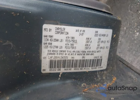 1997 Jeep Cherokee Se z USA, uszkodzony, nr VIN 1J4FJ28S4VL547975